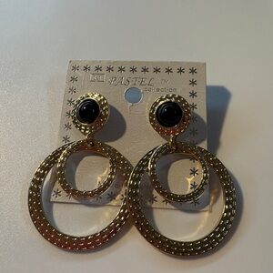 Gold and Black Hoop Earrings